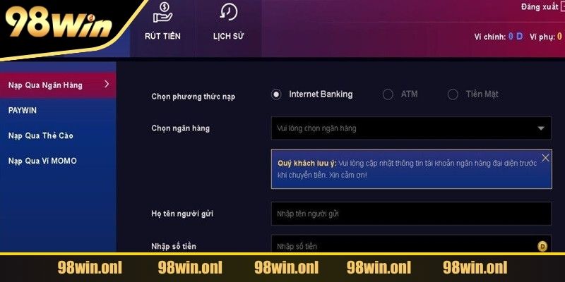 Lưu ý quan trọng giúp người chơi nạp vốn thành công